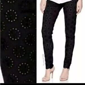 NWOT Johnny Was black Stretch Cotton Eyelet Leggings Black XS cottage core emo